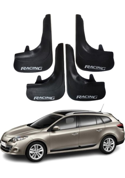 Renault Megane 3 Stw 2010-2016 Uyumlu Racing Yazılı 4'lü Tozluk Çamurluk Paçalık Modifiye
