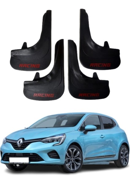Renault Clio 5 Uyumlu Racing Yazılı 4'lü Tozluk Çamurluk Paçalık Modifiye