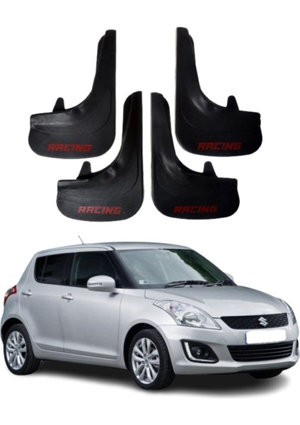 Suziki Swift Uyumlu Racing Yazılı 4'lü Tozluk Çamurluk Paçalık Modifiye