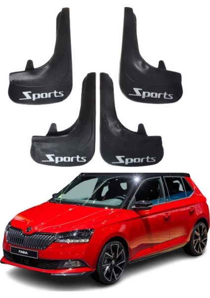 Skoda Fabia Uyumlu Sports Yazılı 4'lü Tozluk Çamurluk Paçalık Modifiye
