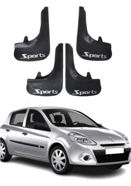 Renault Clio 3 Uyumlu Sports Yazılı 4'lü Tozluk Çamurluk Paçalık Modifiye