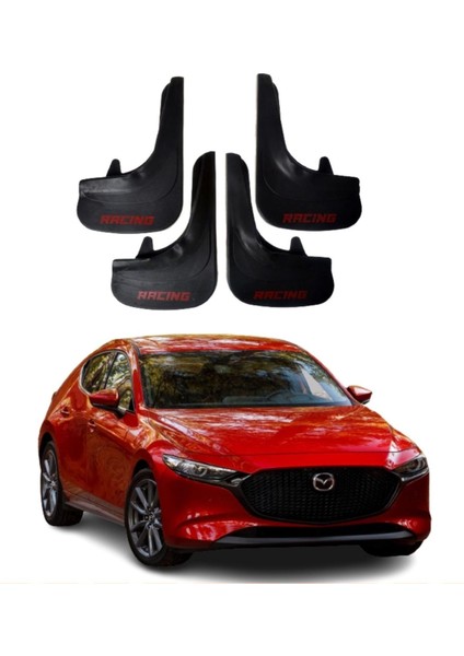 Mazda 3 Uyumlu Racing Yazılı 4'lü Tozluk Çamurluk Paçalık Modifiye