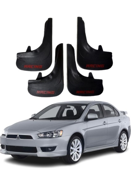 Mitsubishi Lancer Uyumlu Racing Yazılı 4'lü Tozluk Çamurluk Paçalık Modifiye