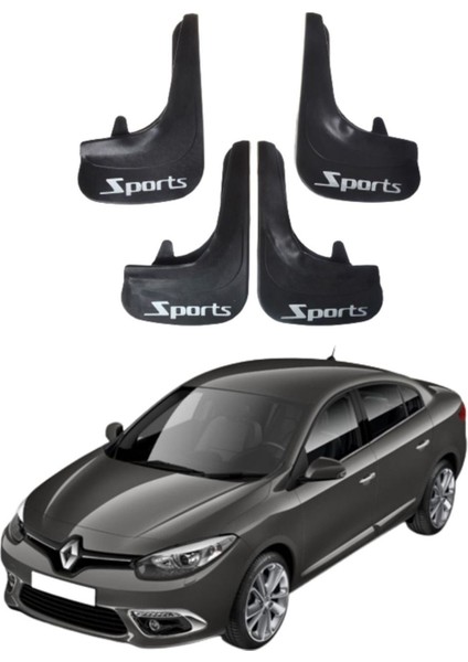 Renault Fluence Tüm Kasalara Uyumlu Sports Yazılı 4'lü Tozluk Çamurluk Paçalık Modifiye