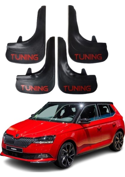 Skoda Fabia Uyumlu Tuning Yazılı 4'lü Tozluk Çamurluk Paçalık Modifiye