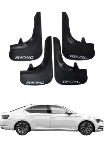 Skoda Superb Uyumlu Racing Yazılı 4'lü Tozluk Çamurluk Paçalık Modifiye