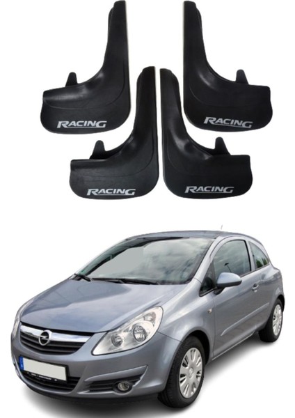 Opel Corsa D-E 2007-2014 Uyumlu Racing Yazılı 4'lü Tozluk Çamurluk Paçalık Modifiye