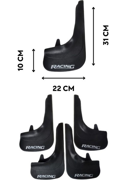 Opel Corsa D-E 2007-2014 Uyumlu Racing Yazılı 4'lü Tozluk Çamurluk Paçalık Modifiye modelleri
