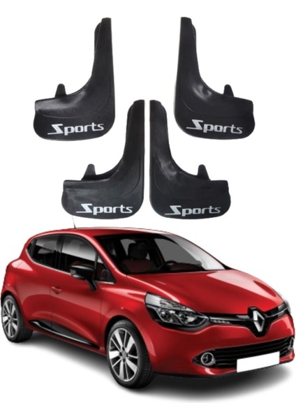 Renault Clio 4 Uyumlu Sports Yazılı 4'lü Tozluk Çamurluk Paçalık Modifiye