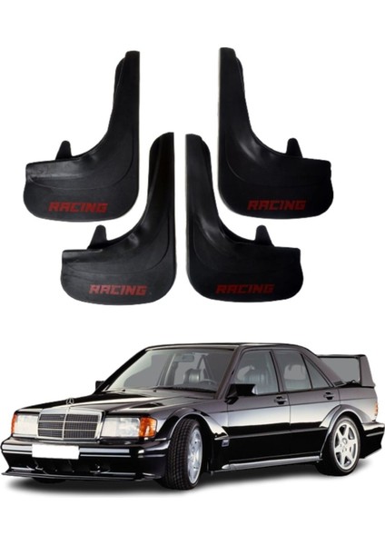 Mercedes 190 E Uyumlu Racing Yazılı 4'lü Tozluk Çamurluk Paçalık Modifiye