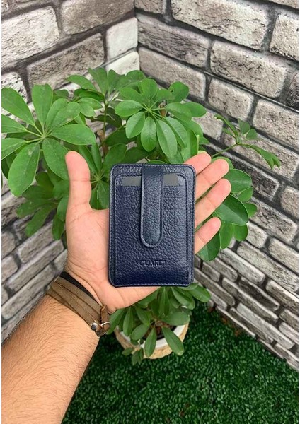 Hakiki Deri Lacivert Unisex Kartlık (T1547)