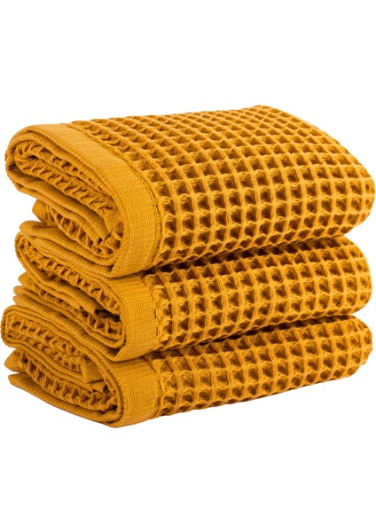 Lüks Waffle El Havlusu Seti 3 Adet, 40X80CM 100% Pamuk Yüksek Kaliteli Çabuk Kuruyan Waffle Havl