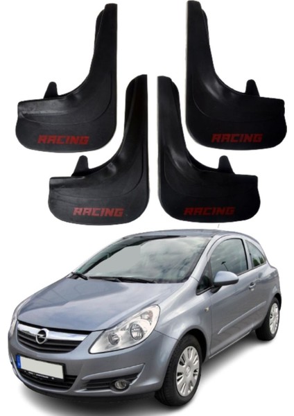 Opel Corsa D-E 2007-2014 Uyumlu Racing Yazılı 4'lü Tozluk Çamurluk Paçalık Modifiye