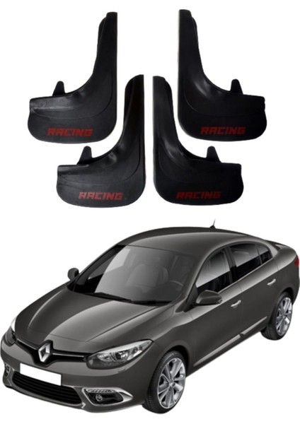 Renault Fluence Tüm Kasalara Uyumlu Racing Yazılı 4'lü Tozluk Çamurluk Paçalık Modifiye