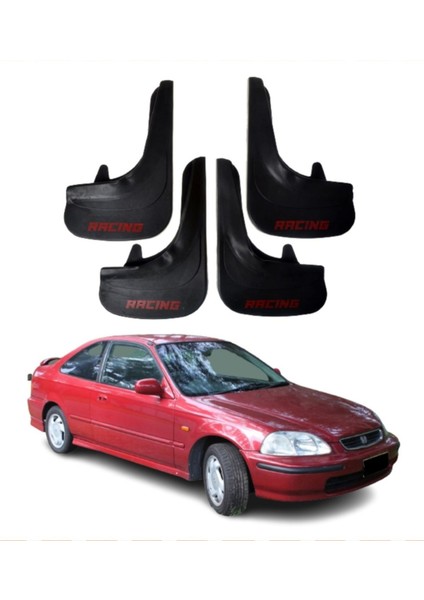 Honda Civic 1995-2001 Uyumlu Racing Yazılı 4'lü Tozluk Çamurluk Paçalık Modifiye