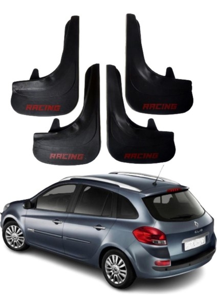 Renault Clio 3 Stw 2006-2012 Uyumlu Racing Yazılı 4'lü Tozluk Çamurluk Paçalık Modifiye