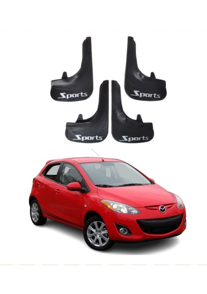 Mazda 2 Uyumlu Sports Yazılı 4'lü Tozluk Çamurluk Paçalık Modifiye