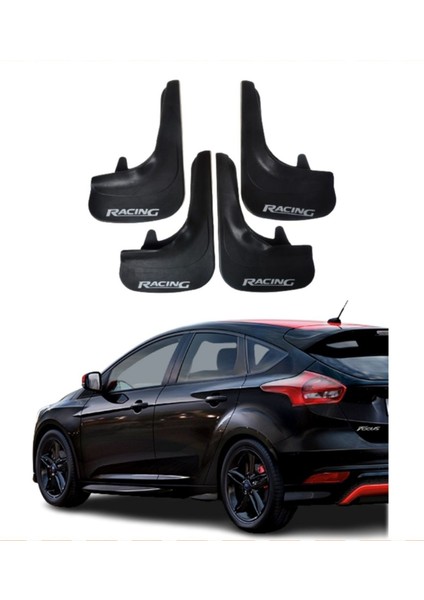 Ford Focus 4 Hb 2015-2018 Uyumlu Racing Yazılı 4'lü Tozluk Çamurluk Paçalık Modifiye