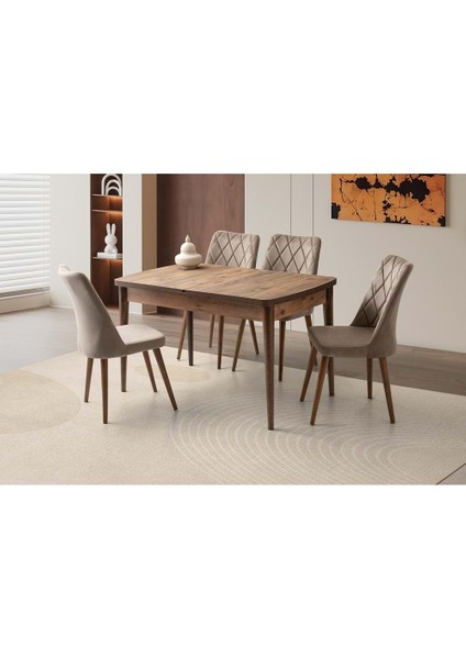 Kahverengi Nova Sandalye 130+35 Kelebek Milano Açılabilir Masa Takımı