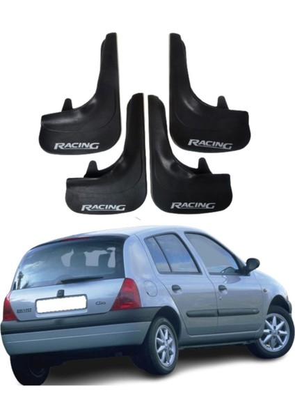 Renault Clio 2 Hb 1998-2006 Uyumlu Racing Yazılı 4'lü Tozluk Çamurluk Paçalık Modifiye