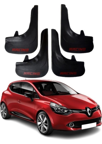 Renault Clio 4 Uyumlu Racing Yazılı 4'lü Tozluk Çamurluk Paçalık Modifiye