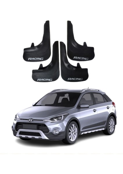 Hyundai I20 2015-2020 Uyumlu Racing Yazılı 4'lü Tozluk Çamurluk Paçalık Modifiye