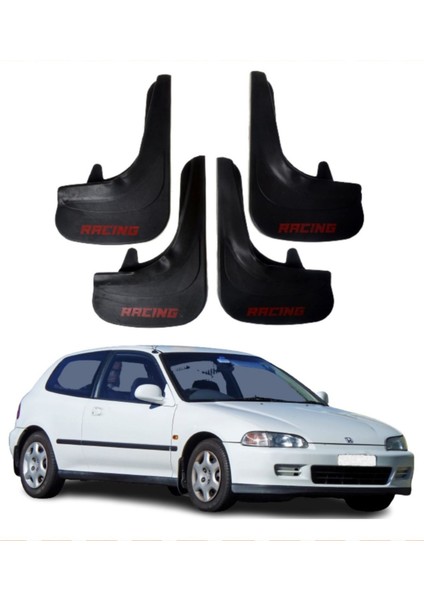 Honda Civic 1992-1995 Uyumlu Racing Yazılı 4'lü Tozluk Çamurluk Paçalık Modifiye