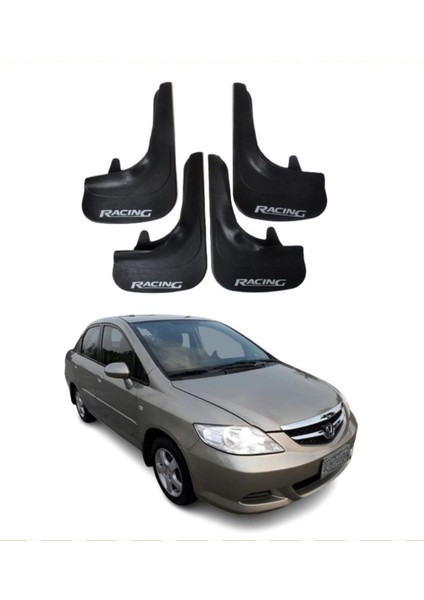 Honda City 2006-2009 Uyumlu Racing Yazılı 4'lü Tozluk Çamurluk Paçalık Modifiye
