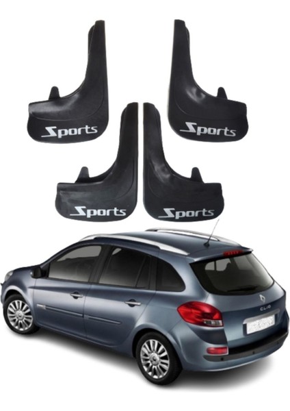 Renault Clio 3 Stw 2006-2012 Uyumlu Sports Yazılı 4'lü Tozluk Çamurluk Paçalık Modifiye