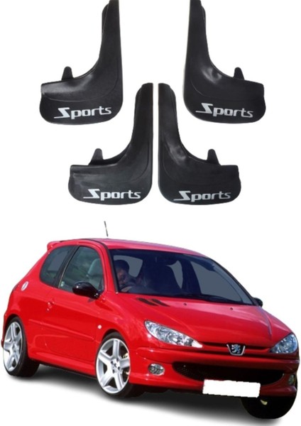 Peugeot 206 Hb Uyumlu Sports Yazılı 4'lü Tozluk Çamurluk Paçalık Modifiye