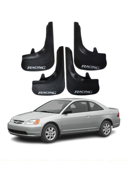 Honda Civic 2001-2007 Uyumlu Racing Yazılı 4'lü Tozluk Çamurluk Paçalık Modifiye