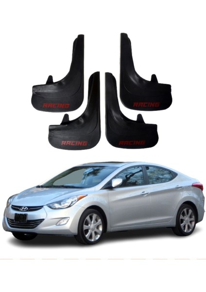 Hyundai Elentra 2010-2015 Uyumlu Racing Yazılı 4'lü Tozluk Çamurluk Paçalık Modifiye