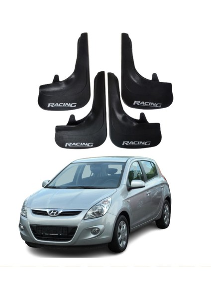 Hyundai I20 2008-2011 Uyumlu Racing Yazılı 4'lü Tozluk Çamurluk Paçalık Modifiye