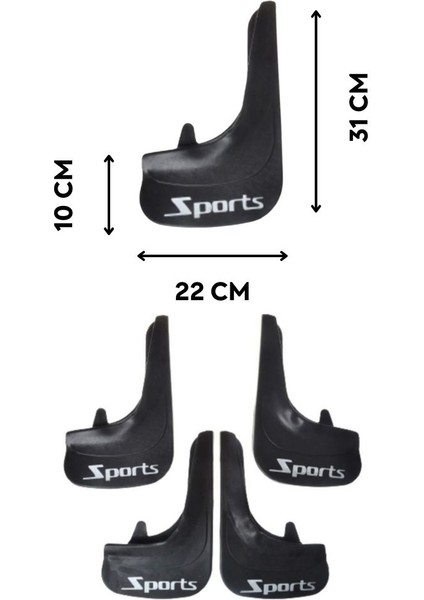 Dacia Logan 2004-2012 4'lü Uyumlu Sports Yazılı Tozluk Çamurluk Paçalık Modifiye modelleri