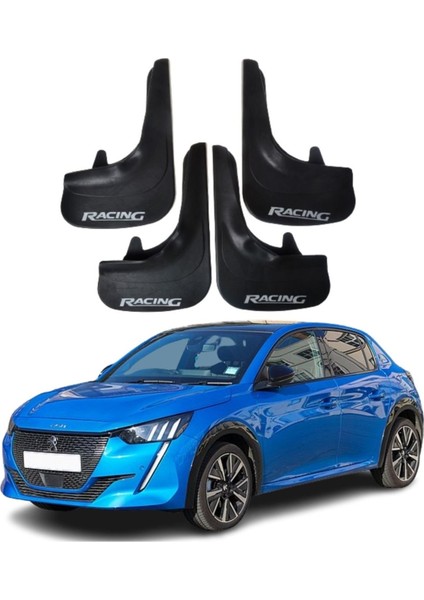 Peugeot 208 Tüm Kasalara Uyumlu Racing Yazılı 4'lü Tozluk Çamurluk Paçalık Modifiye
