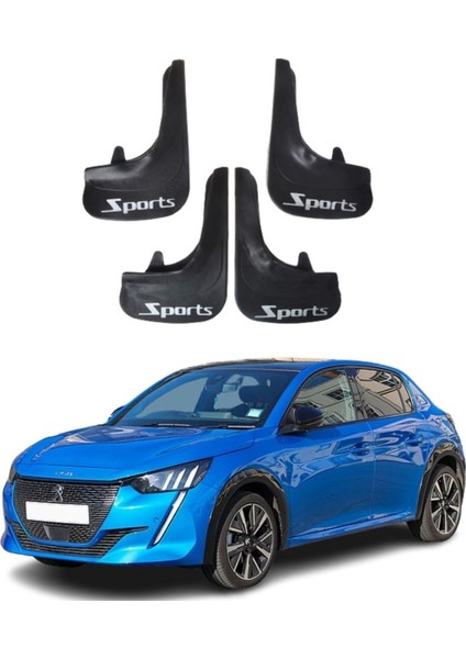 Peugeot 208 Tüm Kasalara Uyumlu Sports Yazılı 4'lü Tozluk Çamurluk Paçalık Modifiye