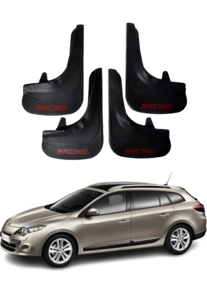 Renault Megane 3 Stw 2010-2016 Uyumlu Racing Yazılı 4'lü Tozluk Çamurluk Paçalık Modifiye