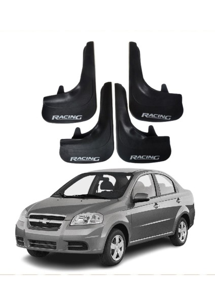 Chevrolet Aveo Sedan 2005-2011 Uyumlu Racing Yazılı 4'lü Tozluk Çamurluk Paçalık Modifiye