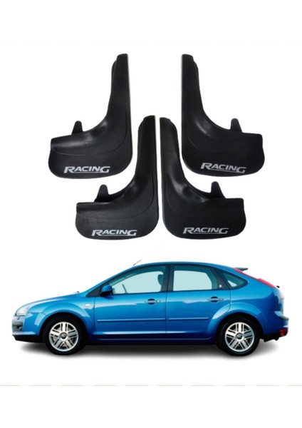 Ford Focus 2 Hb 2005-2011 Uyumlu Racing Yazılı 4'lü Tozluk Çamurluk Paçalık Modifiye
