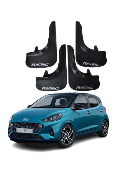 Hyundai I10 Uyumlu Racing Yazılı 4'lü Tozluk Çamurluk Paçalık Modifiye