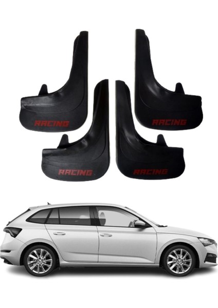 Skoda Scala Uyumlu Racing Yazılı 4'lü Tozluk Çamurluk Paçalık Modifiye