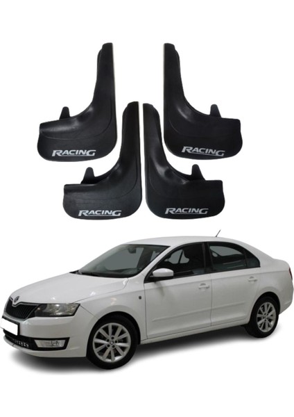 Skoda Rapid Uyumlu Racing Yazılı 4'lü Tozluk Çamurluk Paçalık Modifiye