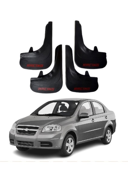 Chevrolet Aveo Sedan 2005-2011 Uyumlu Racing Yazılı 4'lü Tozluk Çamurluk Paçalık Modifiye
