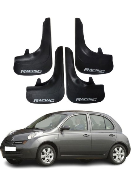 Nissan Micra Uyumlu Racing Yazılı 4'lü Tozluk Çamurluk Paçalık Modifiye