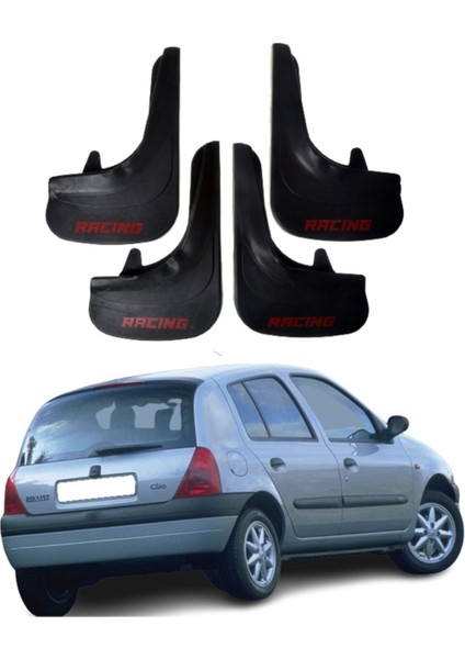 Renault Clio 2 Hb 1998-2006 Uyumlu Racing Yazılı 4'lü Tozluk Çamurluk Paçalık Modifiye