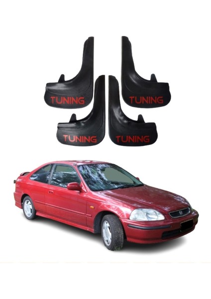 Honda Civic 1995-2001 Uyumlu Tuning Yazılı 4'lü Tozluk Çamurluk Paçalık Modifiye
