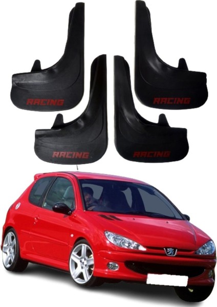 Peugeot 206 Hb Peugeot 106 Uyumlu Racing Yazılı 4'lü Tozluk Çamurluk Paçalık Modifiye