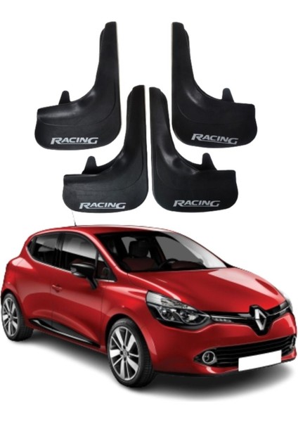 Renault Clio 4 Uyumlu Racing Yazılı 4'lü Tozluk Çamurluk Paçalık Modifiye