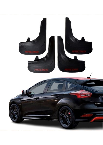 Ford Focus 4 Hb 2015-2018 Uyumlu Racing Yazılı 4'lü Tozluk Çamurluk Paçalık Modifiye