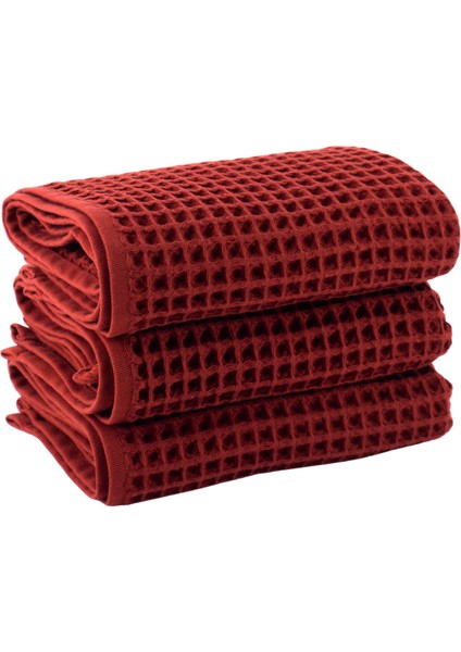 Lüks Waffle El Havlusu Seti 3 Adet, 40X80CM 100% Pamuk Yüksek Kaliteli Çabuk Kuruyan Waffle Havl